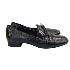 Brighton Kent brown and black leather slip-on loafers women's size 8M
